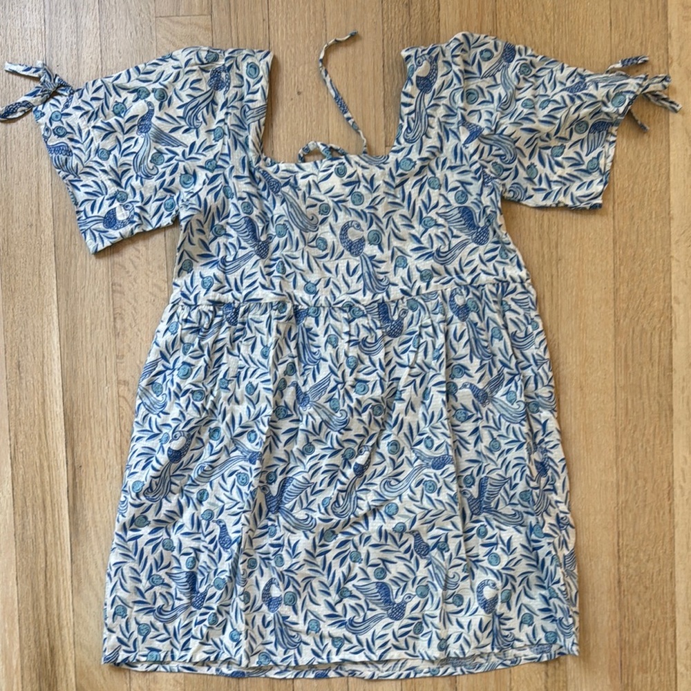 EUC Banjanan Girls printed dress, blue/white, sz 8 - Picture 6 of 7